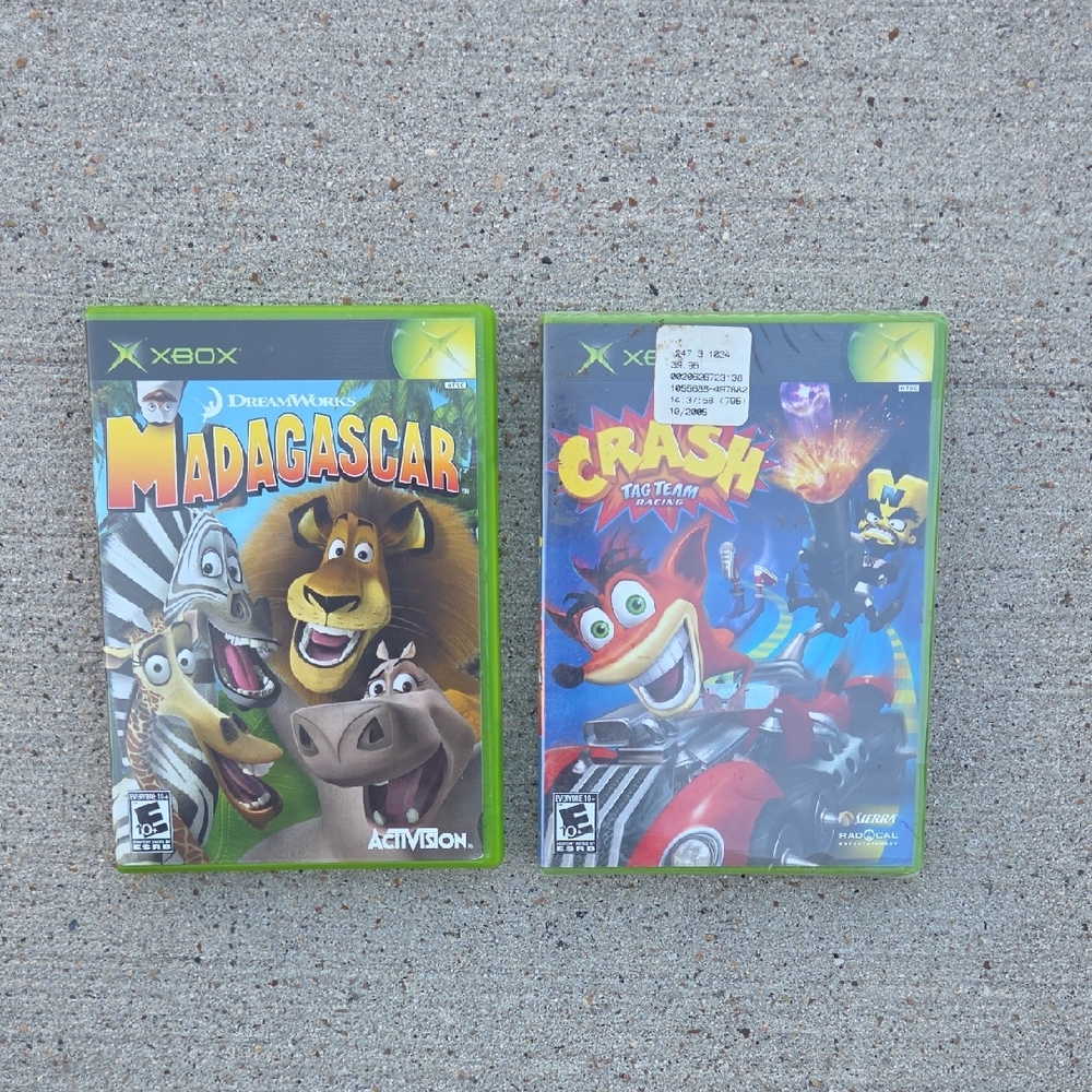 XBOX LOT of 2 Games - Crash Tag Team Racing and Madagascar